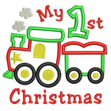 My 1st Christmas - train applique embroidery design by sweetstitchdesign.com