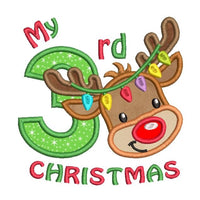 Christmas reindeer applique machine embroidery design by sweetstitchdesign.com