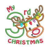 Christmas reindeer applique machine embroidery design by sweetstitchdesign.com