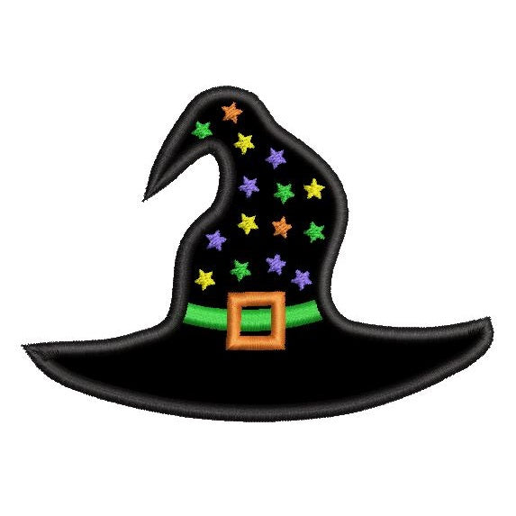 Halloween witch's hat applique machine embroidery design by sweetstitchdesign.com