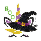 Halloween unicorn witch applique machine embroidery design by sweetstitchdesign.com