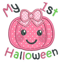 My 1st Halloween pumpkin applique machine embroidery design by sweetstitchdesign.com