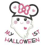 Halloween ghost applique machine embroidery design by sweetstitchdesign.com