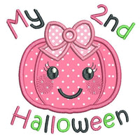 My 2nd Halloween pumpkin applique machine embroidery design by sweetstitchdesign.com