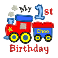 1st birthday train applique machine embroidery design by sweetstitchdesign.com