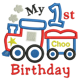 1st birthday train applique machine embroidery design by sweetstitchdesign.com