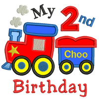 2nd birthday train applique machine embroidery design by sweetstitchdesign.com