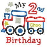 2nd birthday train applique machine embroidery design by sweetstitchdesign.com