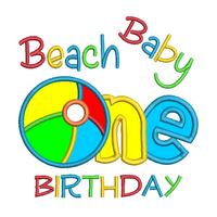 Beachball 1st Birthday applique machine embroidery design by sweetstitchdesign.com