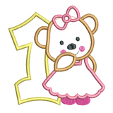 1st birthday number with teddy applique machine embroidery design by sweetstitchdesign.com