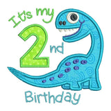 2nd birthday dinosaur applique machine embroidery design by sweetstitchdesign.com