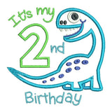 2nd birthday dinosaur applique machine embroidery design by sweetstitchdesign.com