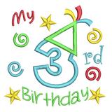 3rd Birthday Applique Machine Embroidery Design by sweetstitchdesign.com