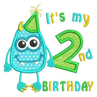 2nd birthday monster applique machine embroidery design by sweetstitchdesign.com