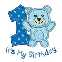 1st birthday teddy bear applique machine embroidery design by sweetstitchdesign.com