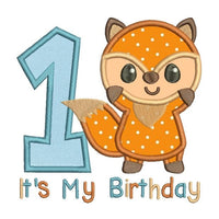 1st birthday fox applique machine embroidery design by sweetstitchdesign.com