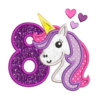 8th birthday unicorn applique machine embroidery design by sweetstitchdesign.com