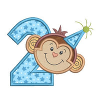 2nd birthday monkey applique machine embroidery design by sweetstitchdesign.com