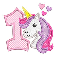 1st birthday unicorn applique machine embroidery design by sweetstitchdesign.com