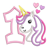 1st birthday unicorn applique machine embroidery design by sweetstitchdesign.com