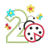 2nd birthday ladybug applique machine embroidery design by sweetstitchdesign.com