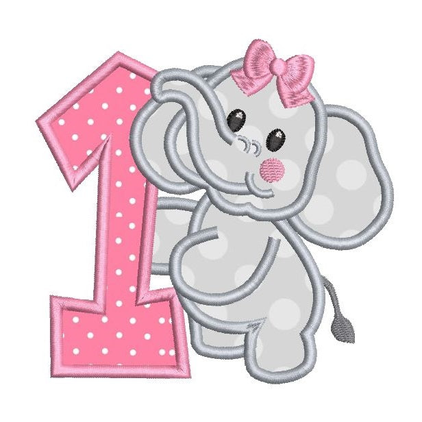 1st birthday elephant applique machine embroidery design by sweetstitchdesign.com