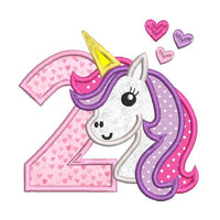 2nd birthday unicorn applique machine embroidery design by sweetstitchdesign.com