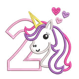 2nd birthday unicorn applique machine embroidery design by sweetstitchdesign.com