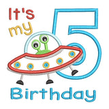 5th birthday spaceship applique machine embroidery design by sweetstitchdesign.com