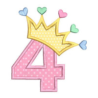 4th birthday applique machine embroidery design by sweetstitchdesign.com