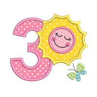 3rd birthday applique machine embroidery design by sweetstitchdesign.com