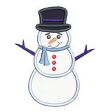 Snowman applique machine embroidery design by sweetstitchdesign.com