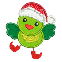 Christmas bird applique machine embroidery design by sweetstitchdesign.com