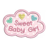 Sweet baby girl applique machine embroidery design by sweetstitchdesign.com