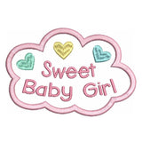 Sweet baby girl applique machine embroidery design by sweetstitchdesign.com