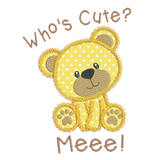 Cute teddy bear applique machine embroidery design by sweetstitchdesign.com