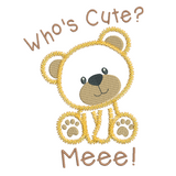 Cute teddy bear applique machine embroidery design by sweetstitchdesign.com