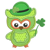 St Patrick's day owl applique machine embroidery design by sweetstitchdesign.com