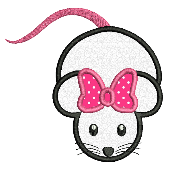 Cute mouse applique machine embroidery design by sweetstitchdesign.com