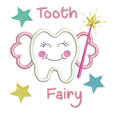 Tooth fairy applique machine embroidery design by sweetstitchdesign.com
