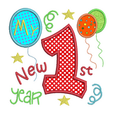 My 1st New Year applique embroidery design by sweetstitchdesign.com