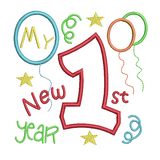 My 1st New Year applique embroidery design by sweetstitchdesign.com