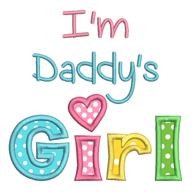 Daddy's girl applique machine embroidery design by sweetstitchdesign.com