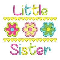 Little Sister applique embroidery design by sweetstitchdesign.com