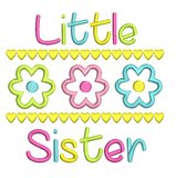 Little sister applique embroidery design by sweetstitchdesign.com