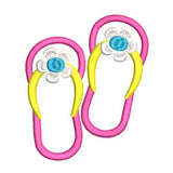 Girl's flip flops applique machine embroidery design by sweetstitchdesign.com