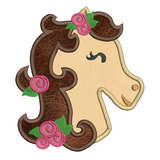 Sweet horse applique machine embroidery design by sweetstitchdesign.com