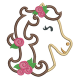 Sweet horse applique machine embroidery design by sweetstitchdesign.com