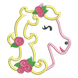 Sweet horse applique machine embroidery design by sweetstitchdesign.com