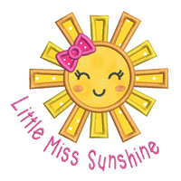 Little miss sunshine applique embroidery design by sweetstitchdesign.com